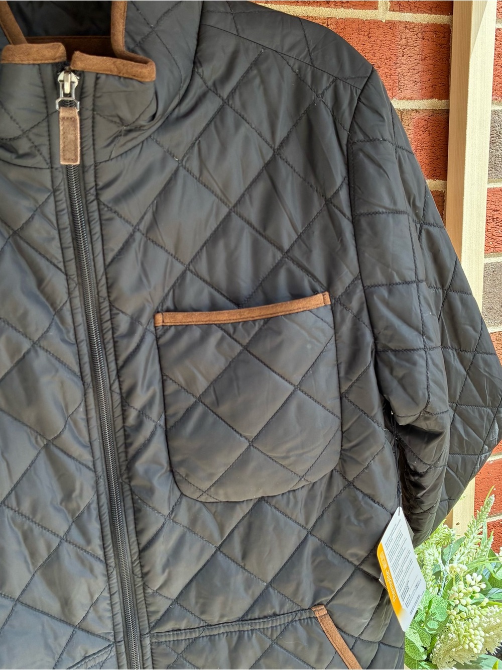 Scott Barber Quilted Full Zip Insulated Coat Men's Med Black NWT Puffer Preppy - Picture 3 of 7